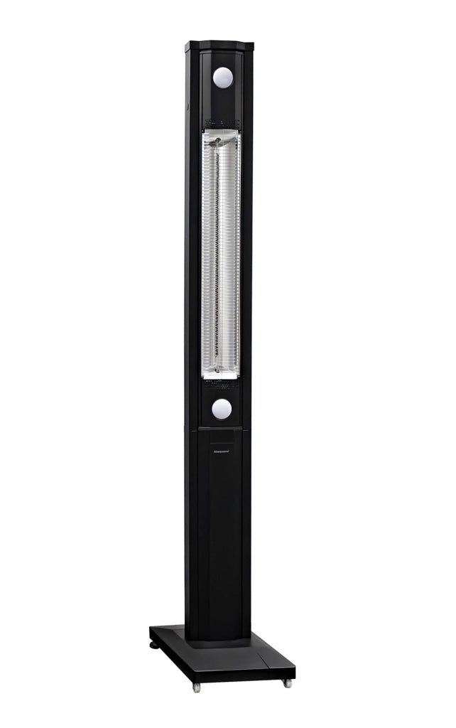 Stufa Elettrica ad infrarossi da Esterno 50x25x200 cm in Fibra di Carbonio con Luce Led Skyline Total Black