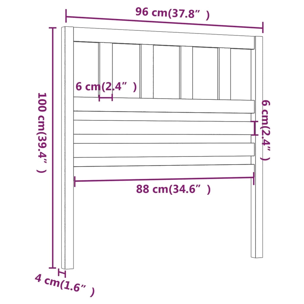 Testiera | Testata per Letto 96x4x100 cm in Legno Massello di Pino