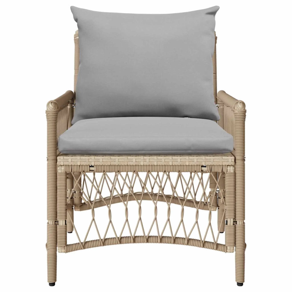 Sedia da Giardino | Sedie da Esterno con cuscino Beige 73 x 61 x 77 cm polyrattan