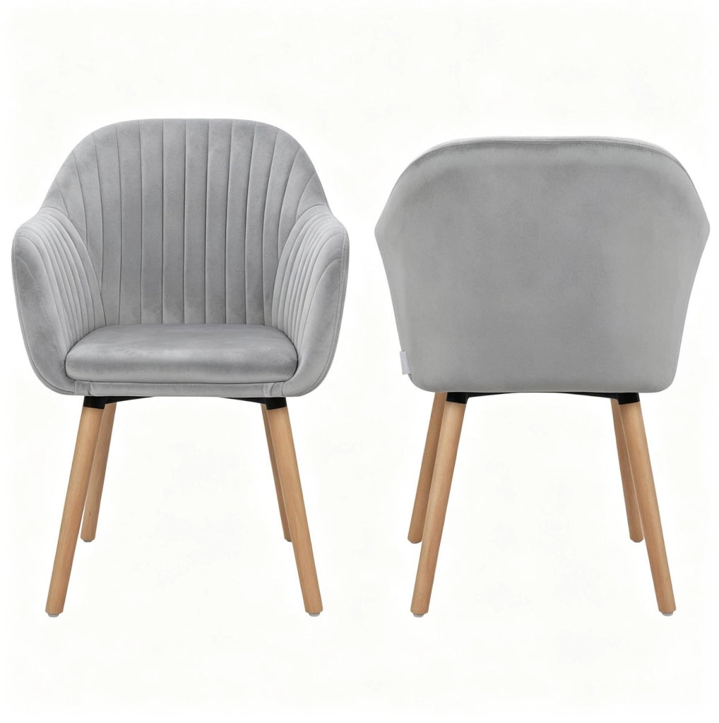 Sedia da sala da pranzo con braccioli 42x50x81 cm velluto grigio chiaro set da 2