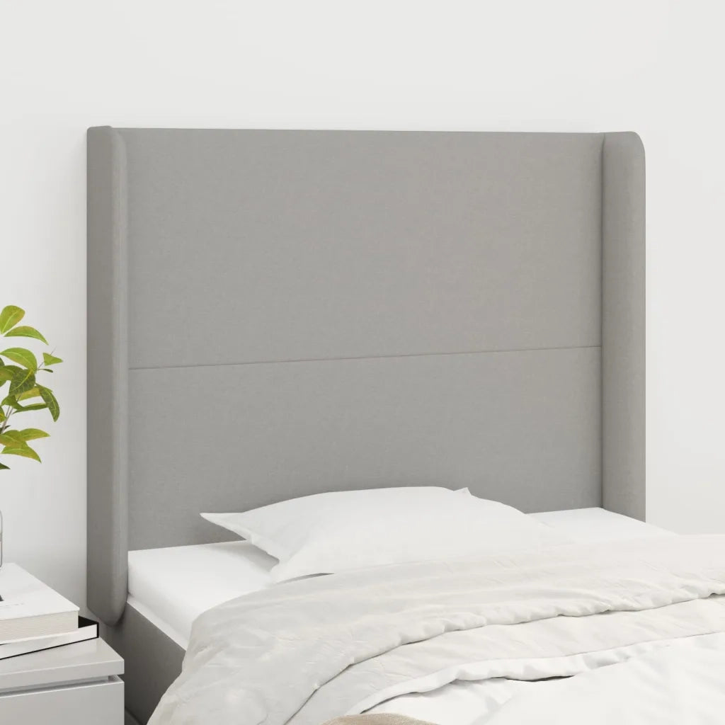 Testiera | Testata ad Orecchio Grigio Chiaro 103x16x118/128 cm in Tessuto