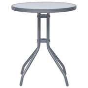 Tavolo da Giardino Grigio Chiaro 60 cm in Acciaio e Vetro 312213