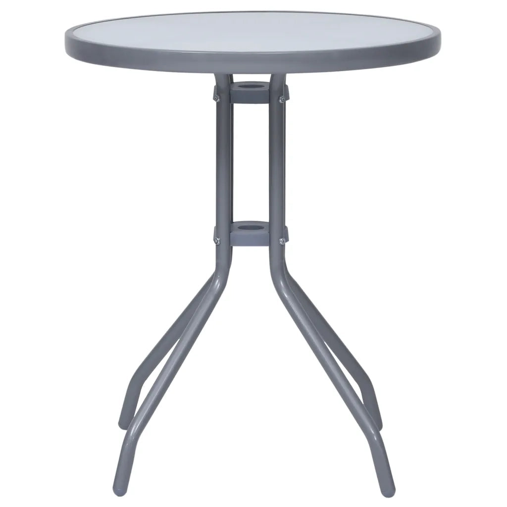 Tavolo da Giardino Grigio Chiaro 60 cm in Acciaio e Vetro 312213