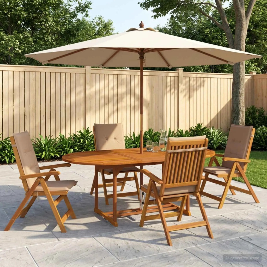Set da pranzo da giardino 5 pezzi Naturale 3434484