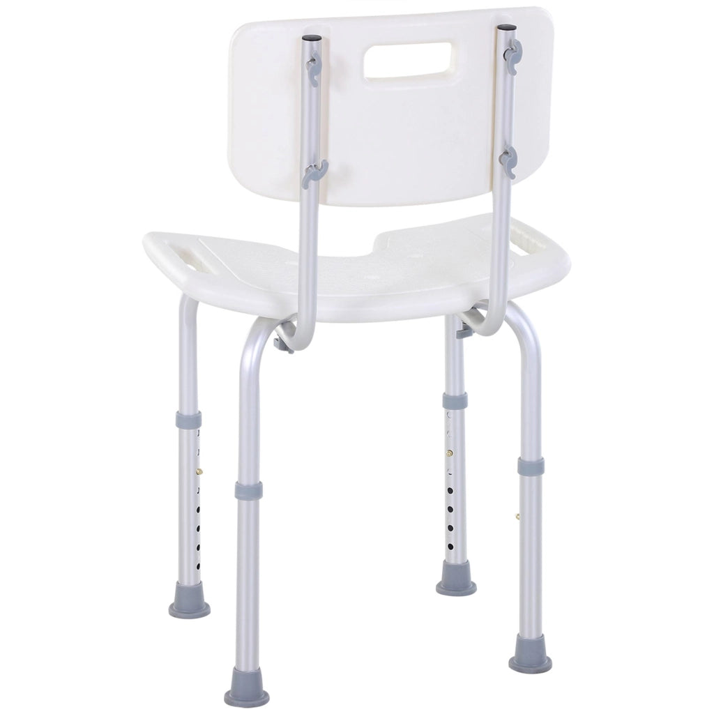 Sedia Doccia Regolabile in Altezza ¨C Zephmum ¨C Bianco Argento Alluminio PE 48x42x71-83.5 cm