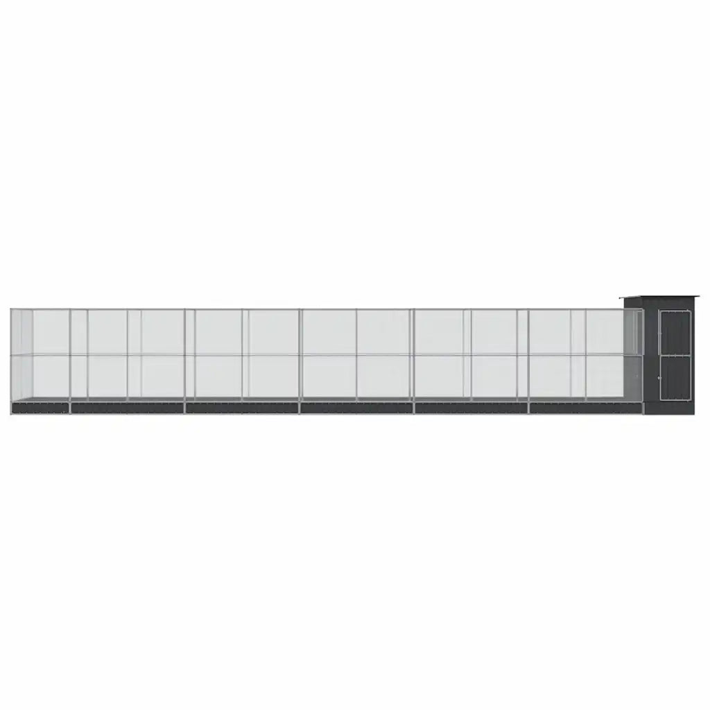 Voliera con Estensione Argento 1244x203x216 cm in Acciaio