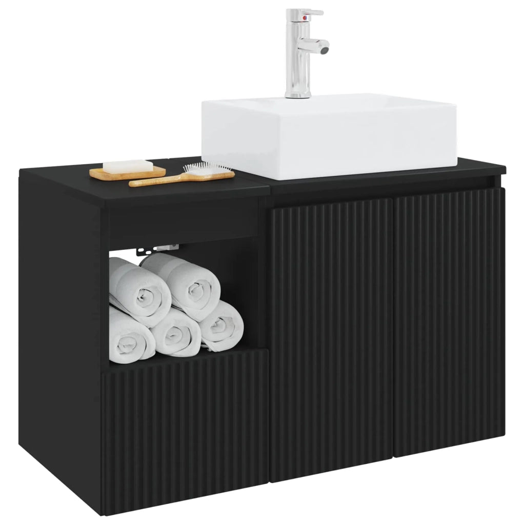 Set di mobili per il bagno 2 pz Nero Legno ingegnerizzato 3404055