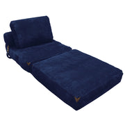 Poltrona letto pieghevole - con funzione letto e design compatto - in flanella - blu