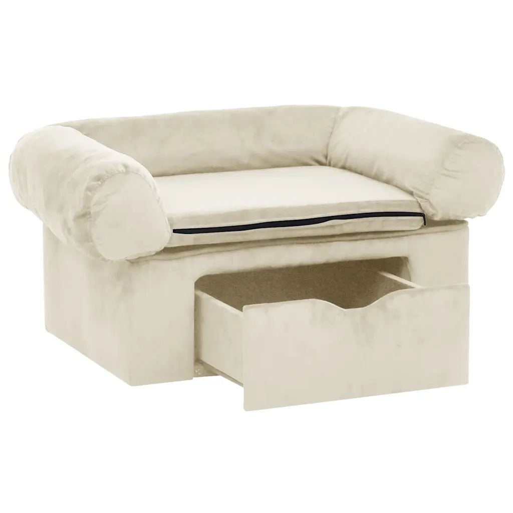 Divano per Cani con Cassetto Crema 75x50x38 cm in Peluche 171082