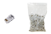Confezione 100 connettori forati 8 poli - cat 5e utp non schermato - rj45 - per cavo flessibile