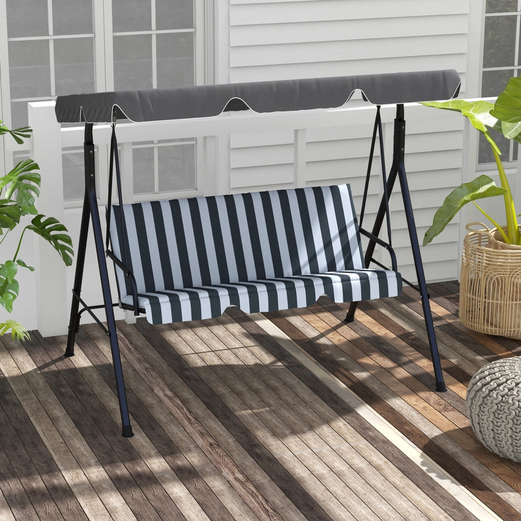 Amaca da giardino 3 posti con cuscini ¨C zephmum ¨C nero grigio 172x110x153 cm