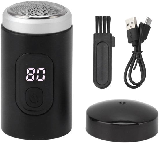 Trimmatore elettrico per barba - Apparecchio da barba portatile - Formato compattamente mini - Caricabile via USB - Adatto per uomini e donne - Nero