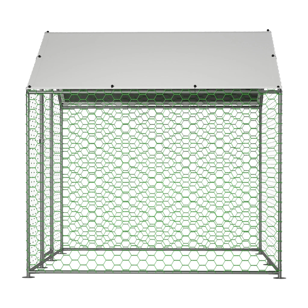 Pollaio in Metallo 2×2×2 m; Recinto per Galline da Esterno con Telo Impermeabile UV; Porta con Serratura e Rete Protettiva
