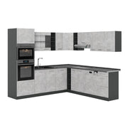 Cucina angolare completa R-Line Calcestruzzo/Antracite 247 x 237 cm, PL Antracite Vicco