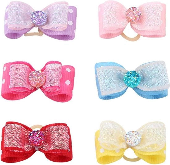 30 pezzi per capelli ondulati per cani gioielli luccicanti con strass motivi a bow elastici per cani, gatti e cuccioli