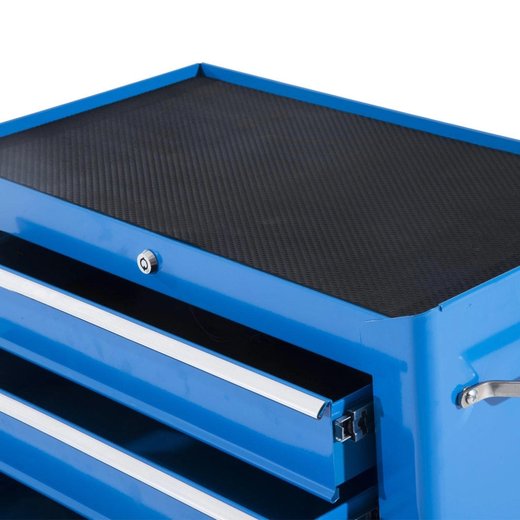 Carrello Porta Utensili da Officina con Cassettiera Azzurro 61.5x33x85 cm