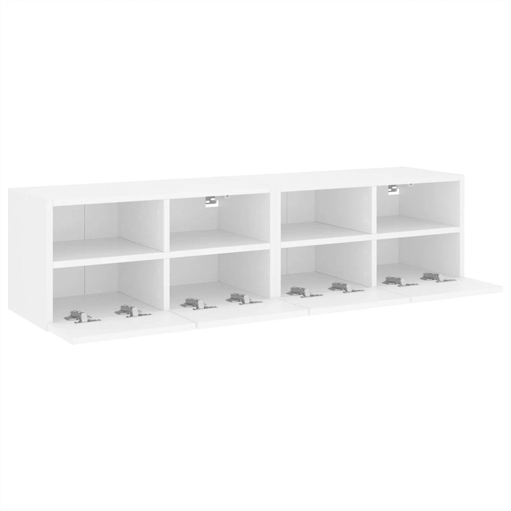 Mobili TV a Parete 2pz Bianchi 60x30x30 cm in Legno Multistrato 836855
