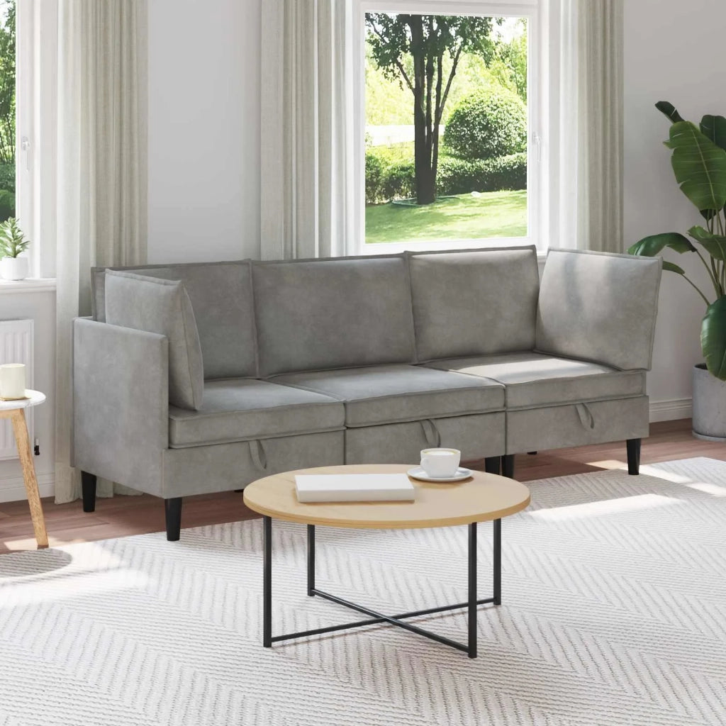 Set di mobili per il soggiorno 3 pcs Grigio Chiaro Velluto 3413728