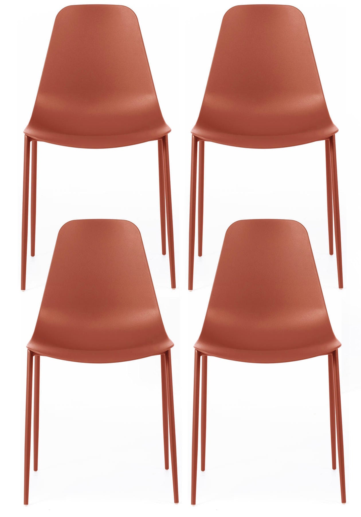 Set 4 Sedie 49x48,5xH88 cm in Polipropilene Frida Ruggine