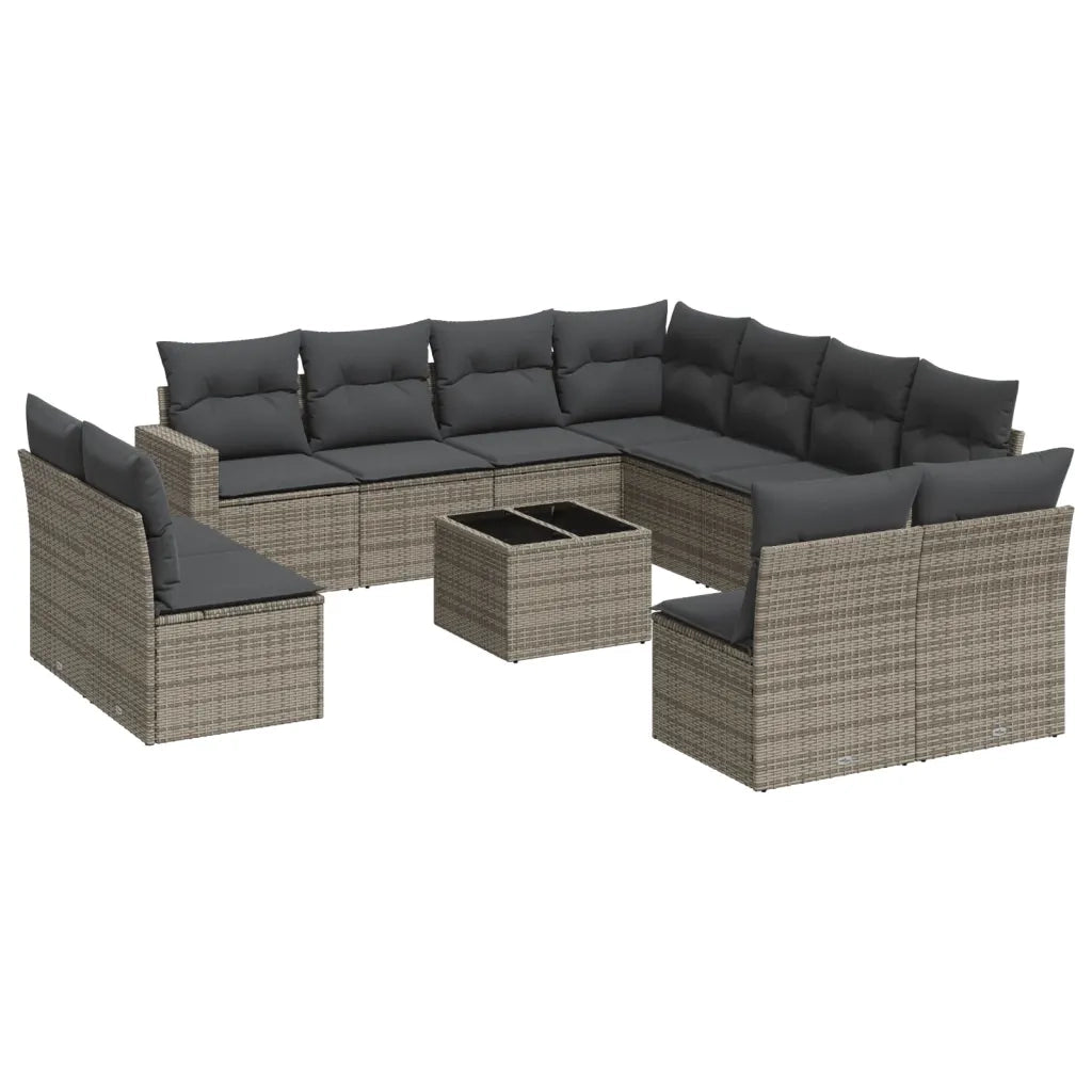 Set Divani da Giardino 12 pz con Cuscini Grigio in Polyrattan 3251477