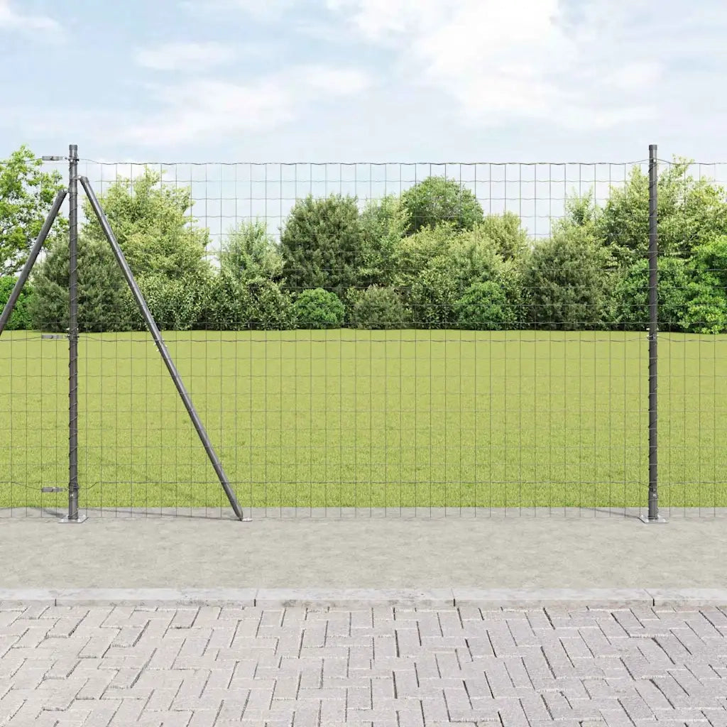 Recinzione da Giardino | Recinzione con Posto Grigio 1,4 x 10 m Acciaio e PVC