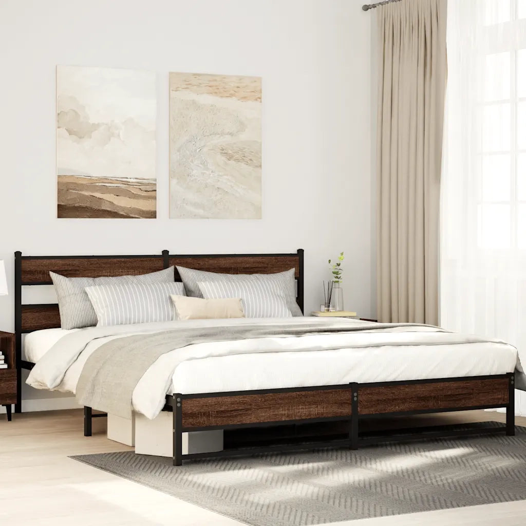 Giroletto senza Materaso in Metallo Rovere Marrone 200x200 cm 3308515