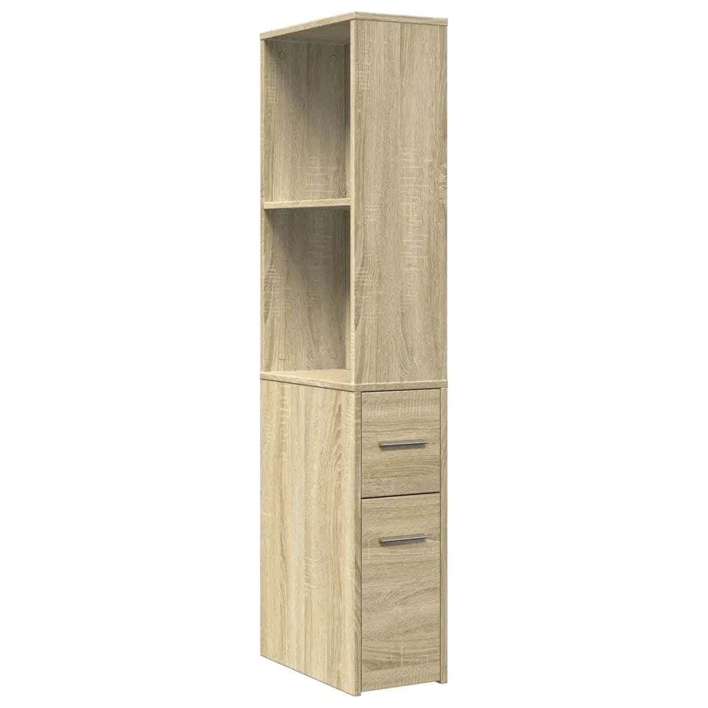 Mobiletto da bagno stretto con rotelle 22 x 41 x 135 cm ampio spazio contenitivo stile classico legno di rovere Sonoma composito 02_0050666