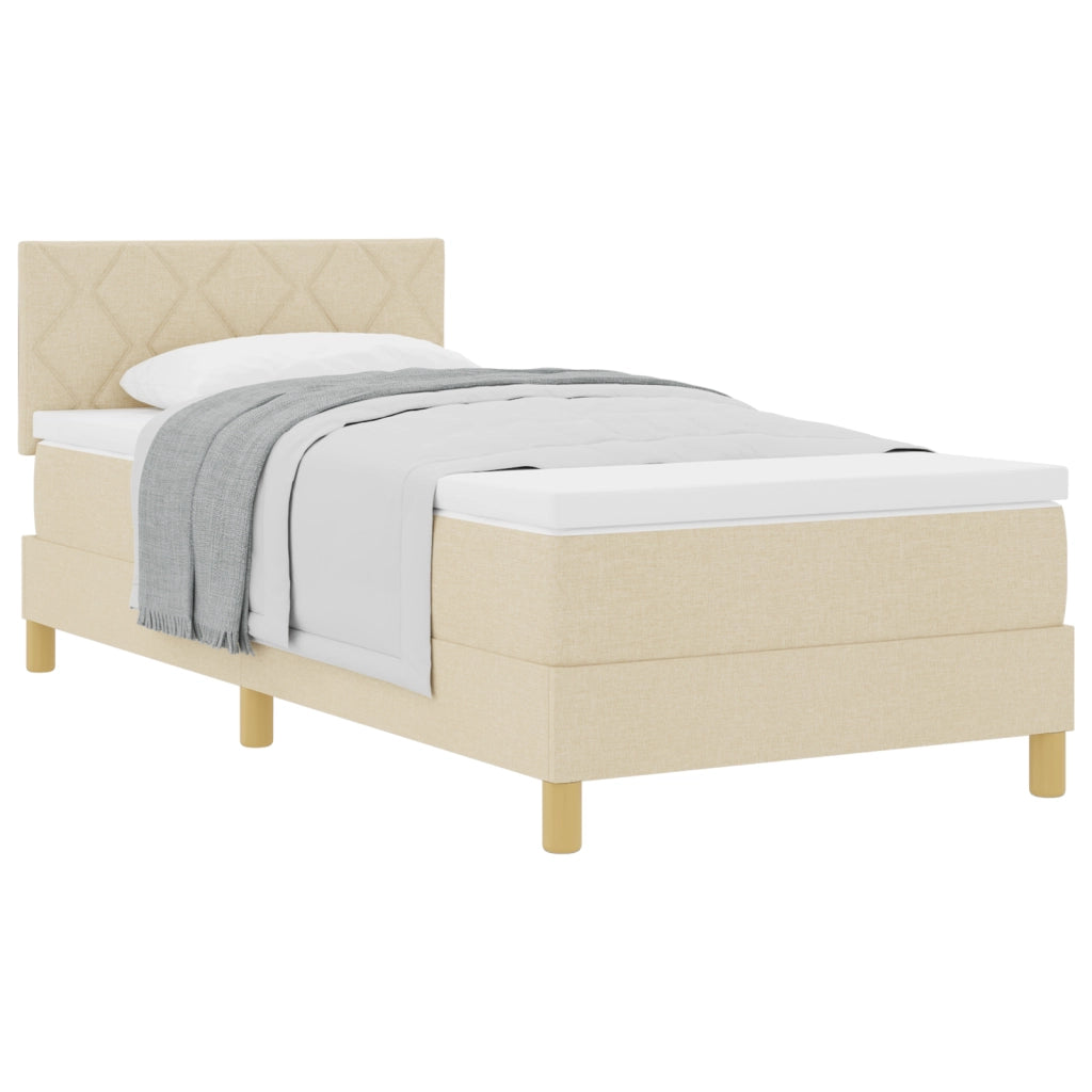 Letto con Box Spring e Materasso Panna 90x190 cm Tessuto