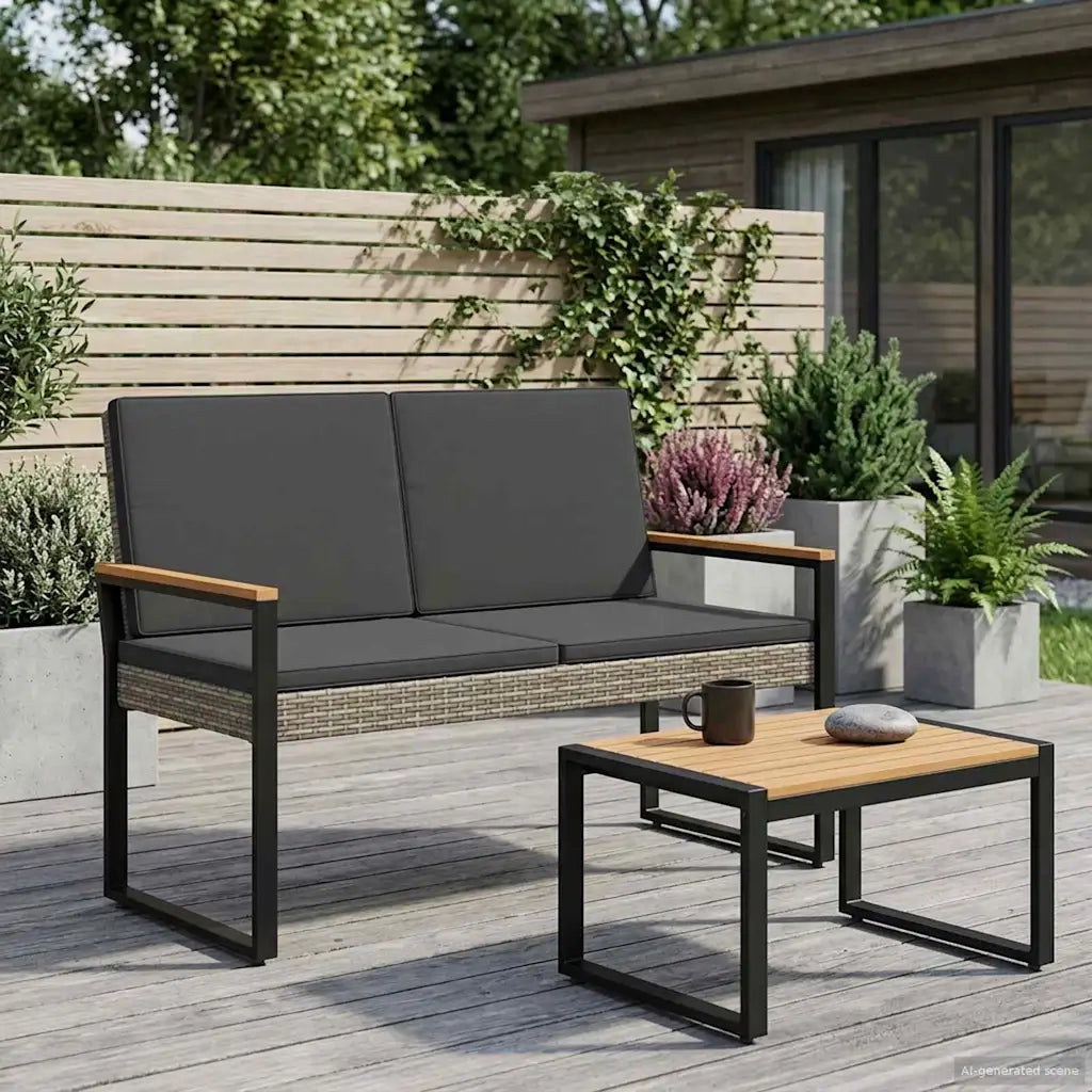 Panchina da esterno Grigio e Grigio Scuro 107 x 61 x 80 cm 42025338
