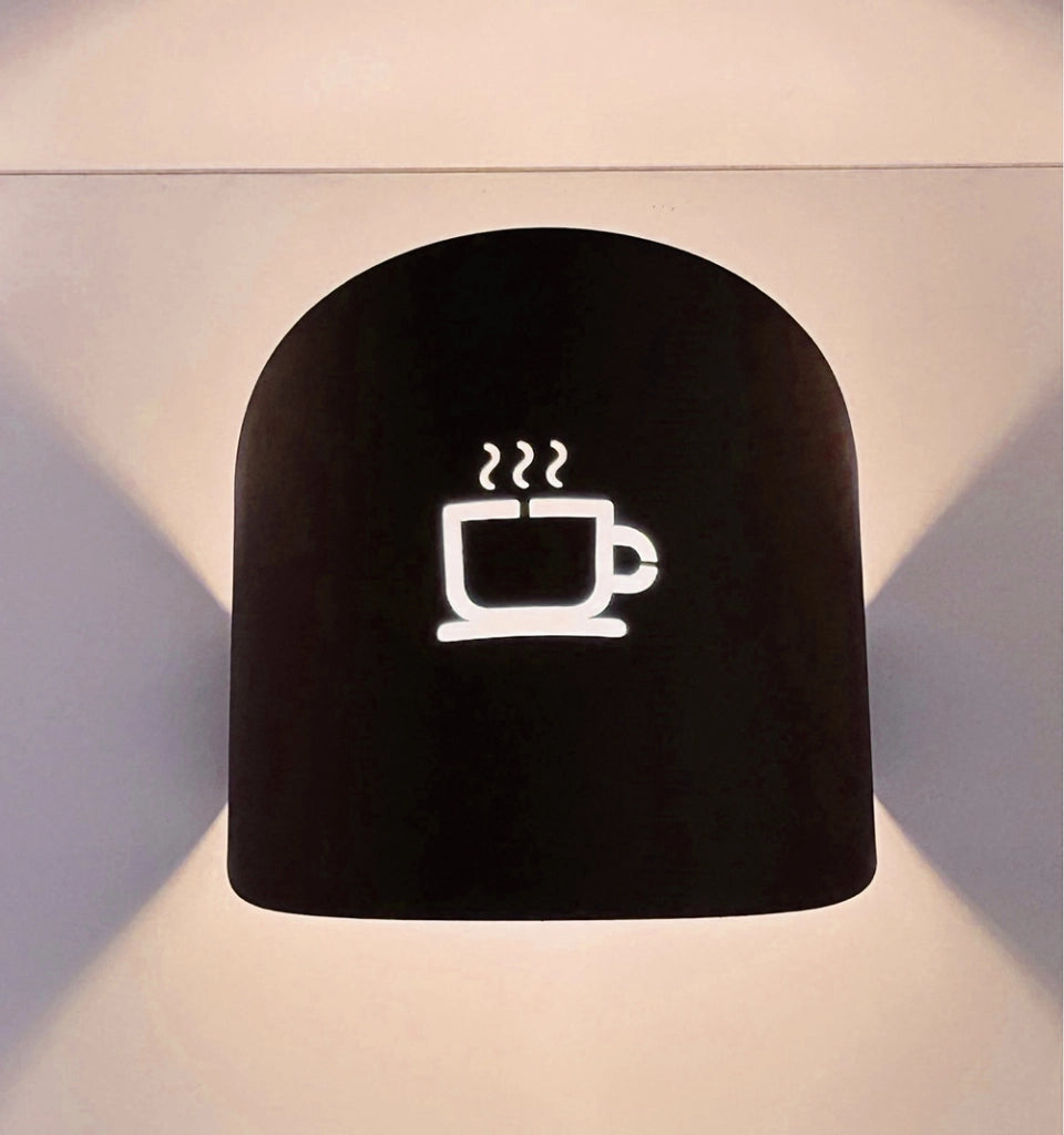 APPLIQUE LAMPADA DA PARETE MODERNA PER MURO LUCE IN METALLO NERA TAZZINA CAFFE' PER BAR B&B RISTORANTE CASA HOTEL
