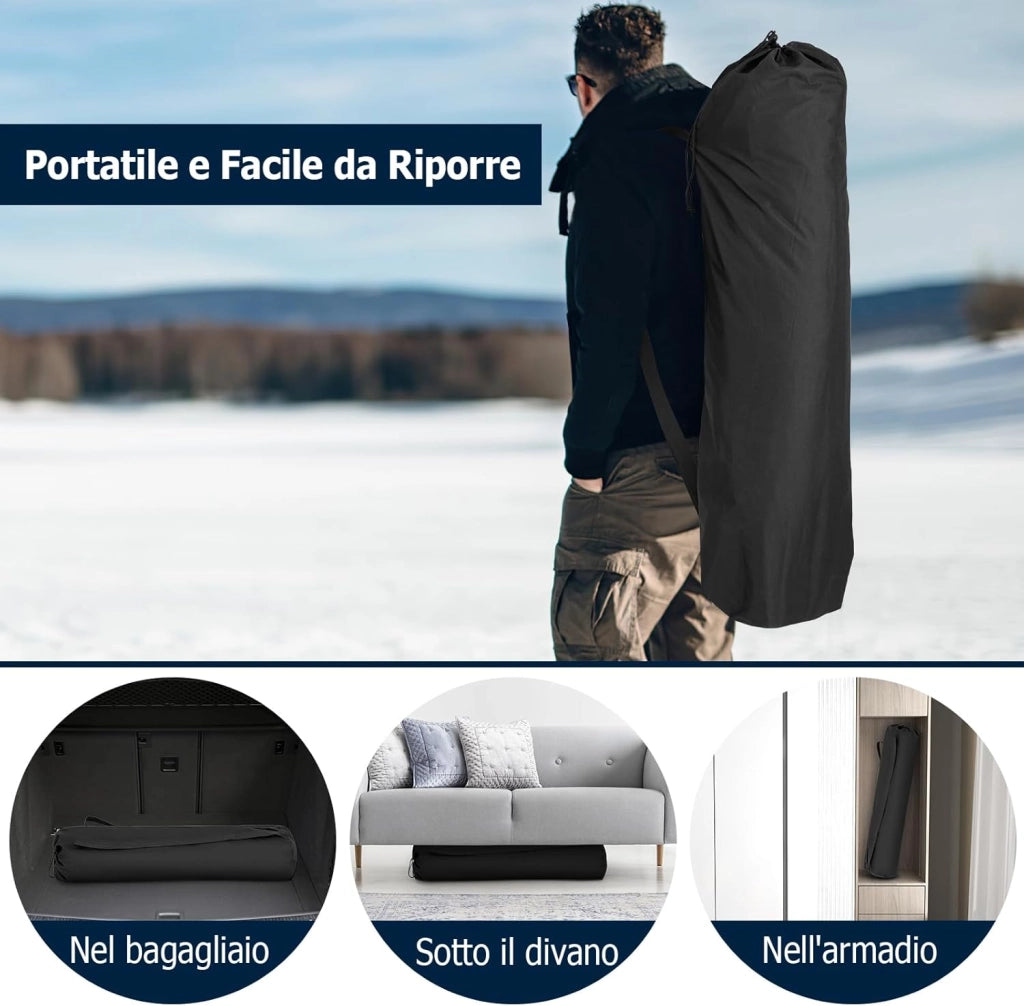 Tenda da Pesca sul Ghiaccio, Capanna di Ghiaccio in Tessuto Oxford con Finestre, Protezione Termica, Antivento e Impermeabile, per Pesca Invernale, per 2 Persone