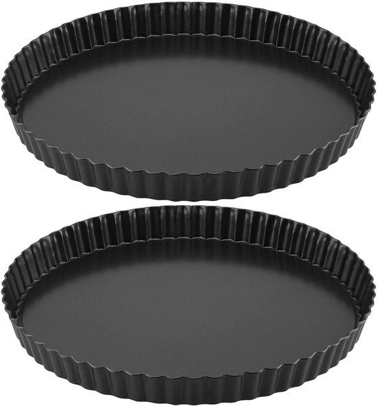 Forma per torta da 28 cm con maniglia - Forma per quiche - Forma per forno - Superficie antiaderente - Acciaio inossidabile - Pulizia facile