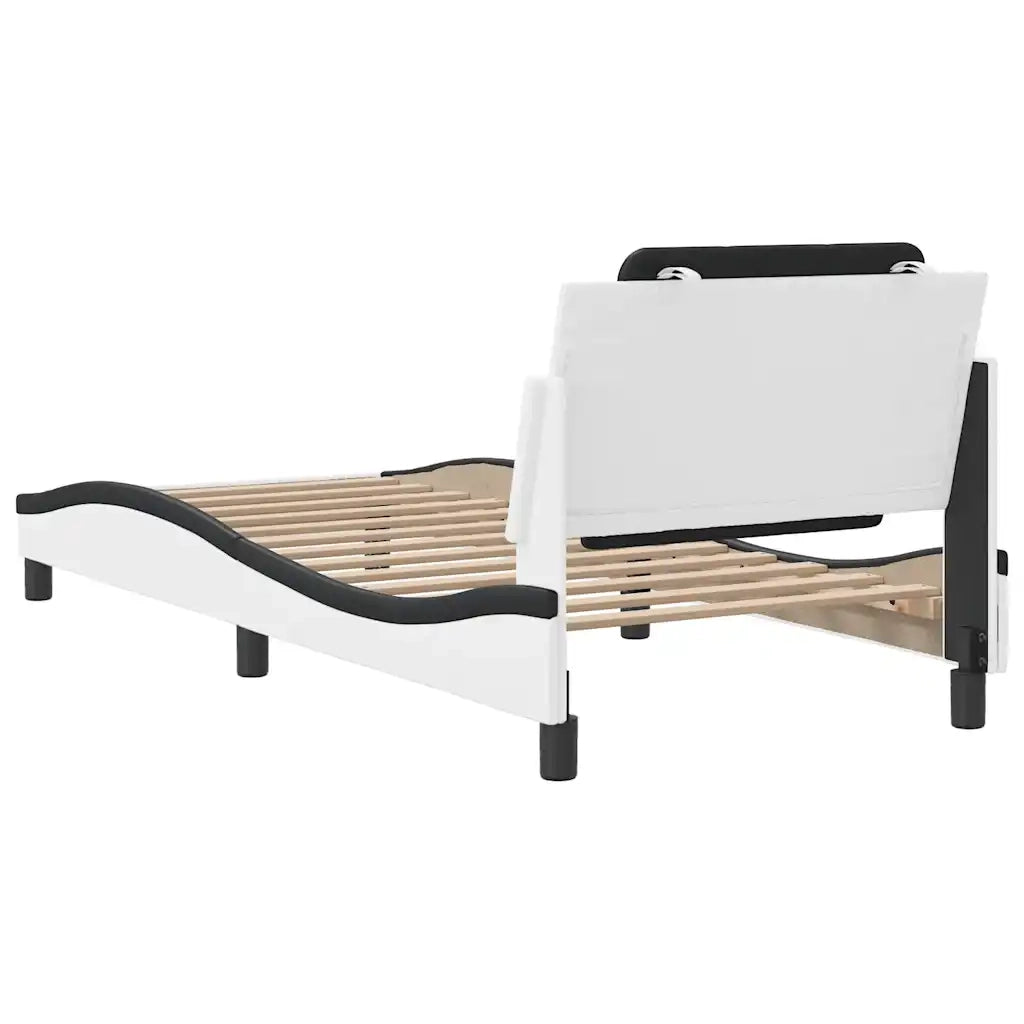 Giroletto con Testiera Bianco e Nero 90x200 cm in Similpelle