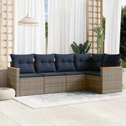 Set Divani da Giardino 5 pz con Cuscini Grigio in Polyrattan 3225949