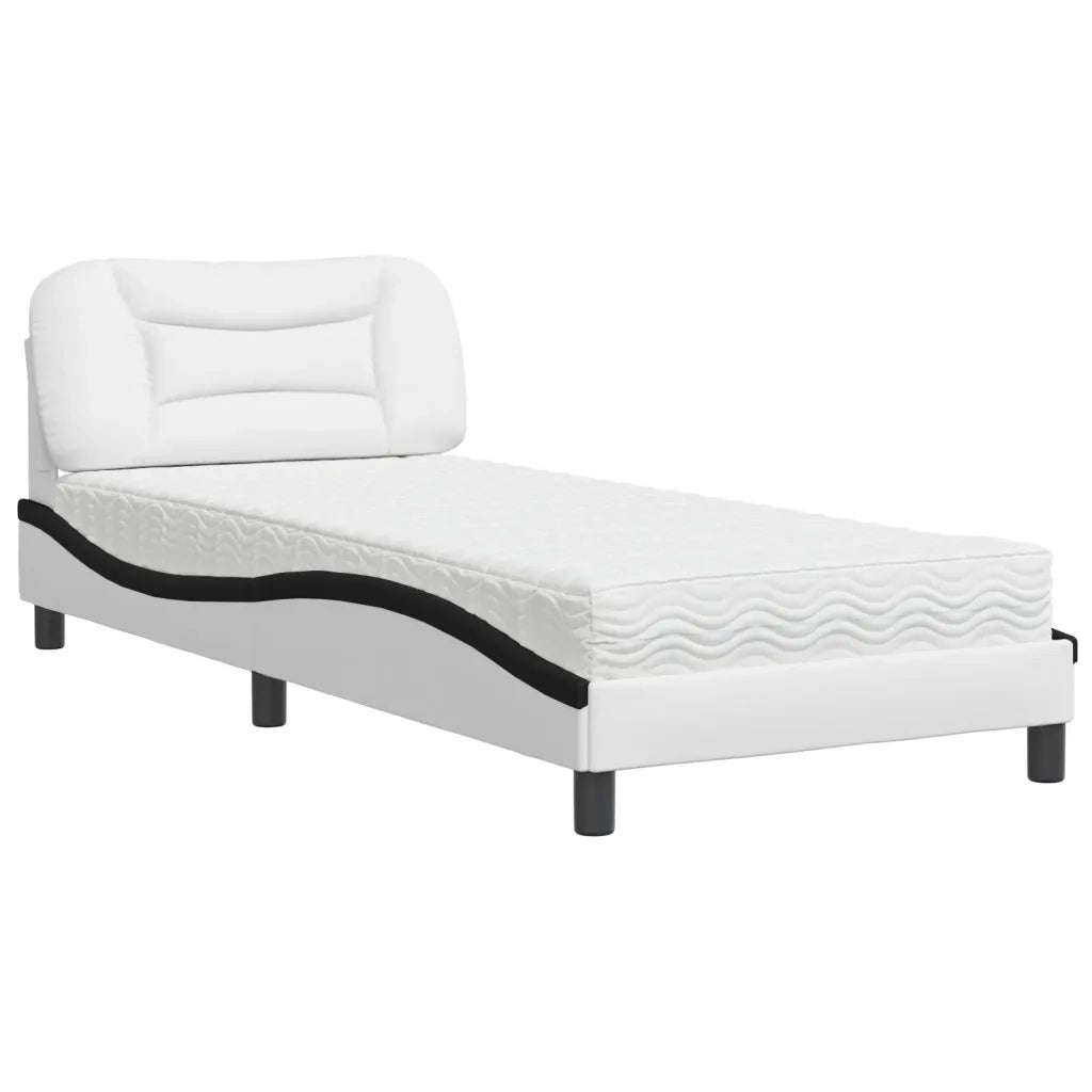 Letto con Materasso Hvar Nero e Bianco 80x200 cm in Similpelle 3208688