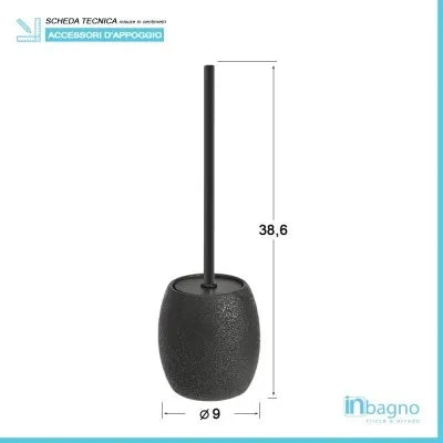 Set 3 accessori bagno da appoggio in ceramica nera con effetto glitter