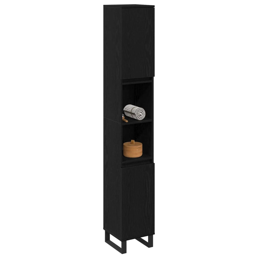 Mobile da Bagno | Armadio da bagno Rovere Nero 30 x 30 x 190 cm Legno multistrato