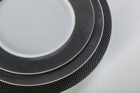 Servizio Piatti da Tavola 12 Pezzi in Porcellana Bianca Bordo Nero