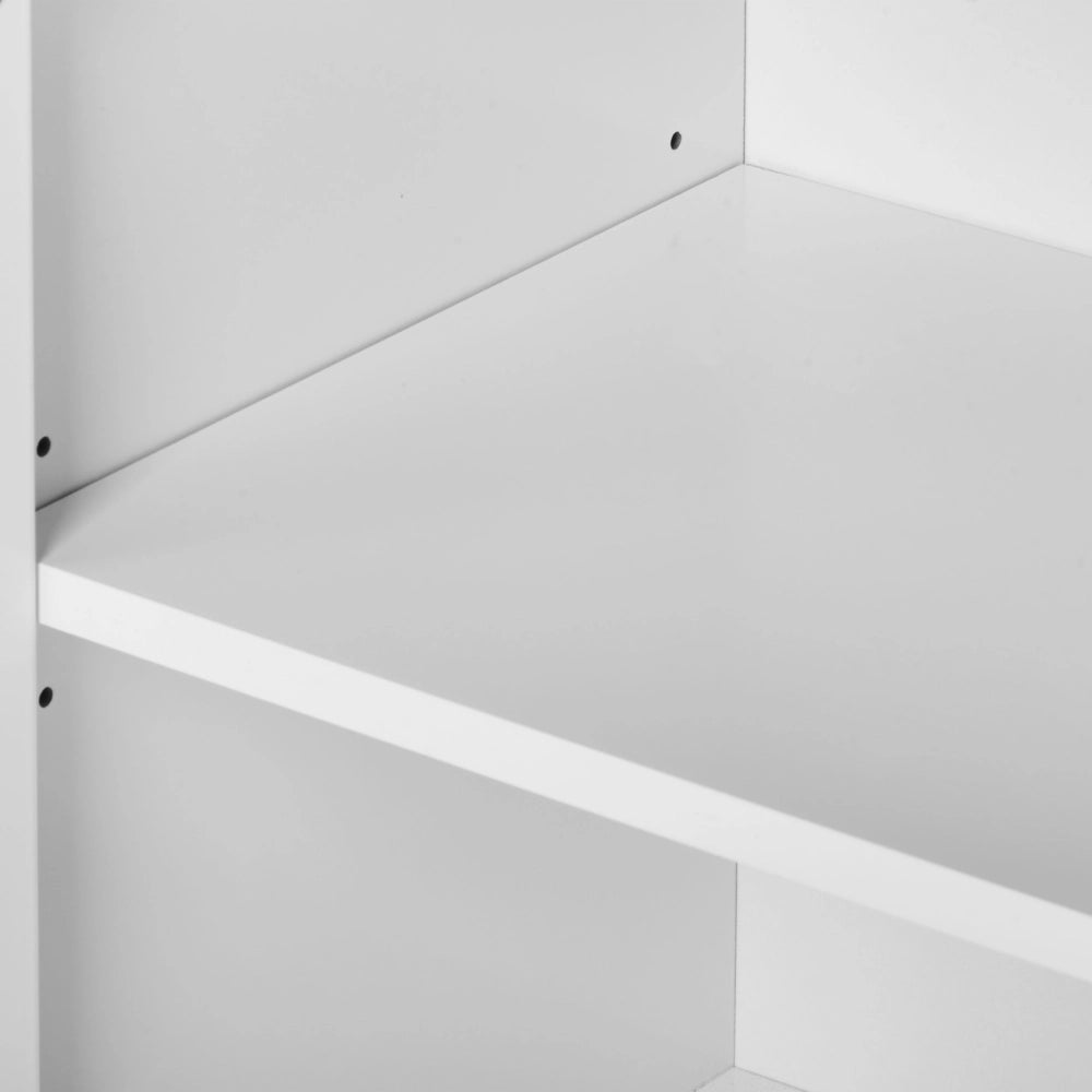 Mobile lavabo Bamboo MDF con gambe in legno di pino scaffali e spazio di archiviazione, arredamento per bagno bianco e legno chiaro