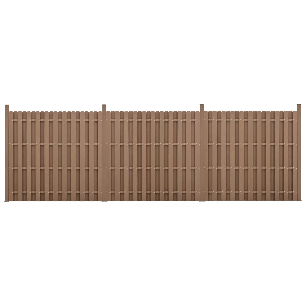 Set di 3 pannelli frangivento/schermo per la privacy in legno composito (WPC) marrone 185 x 562 cm 03_0006605