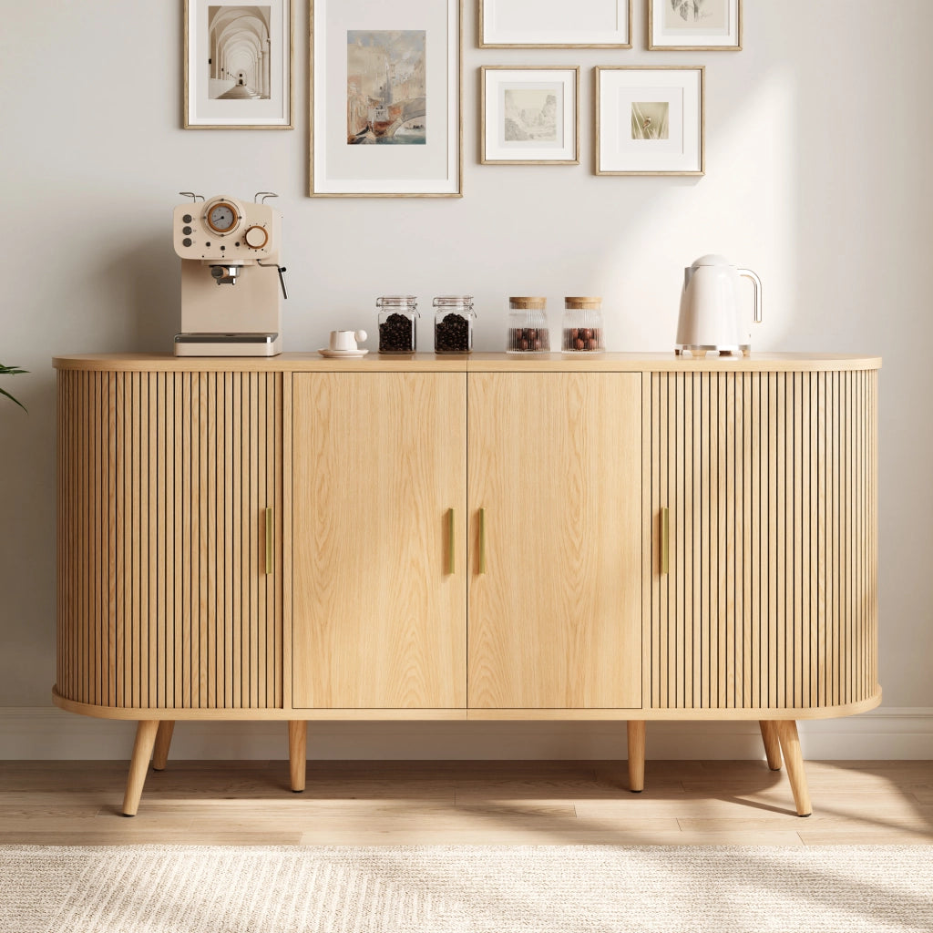 Credenza con 2 ante e ante scorrevoli laterali, ripiano regolabile, per sala da pranzo e ingresso 150 × 40 × 79 cm