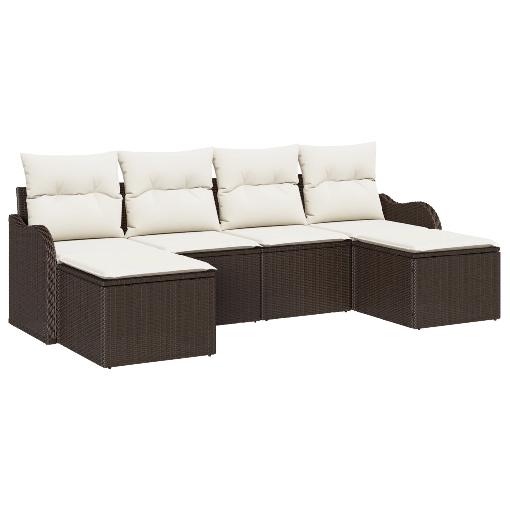 Set di Divani da Giardino  con Cuscini Marrone Polirattan
