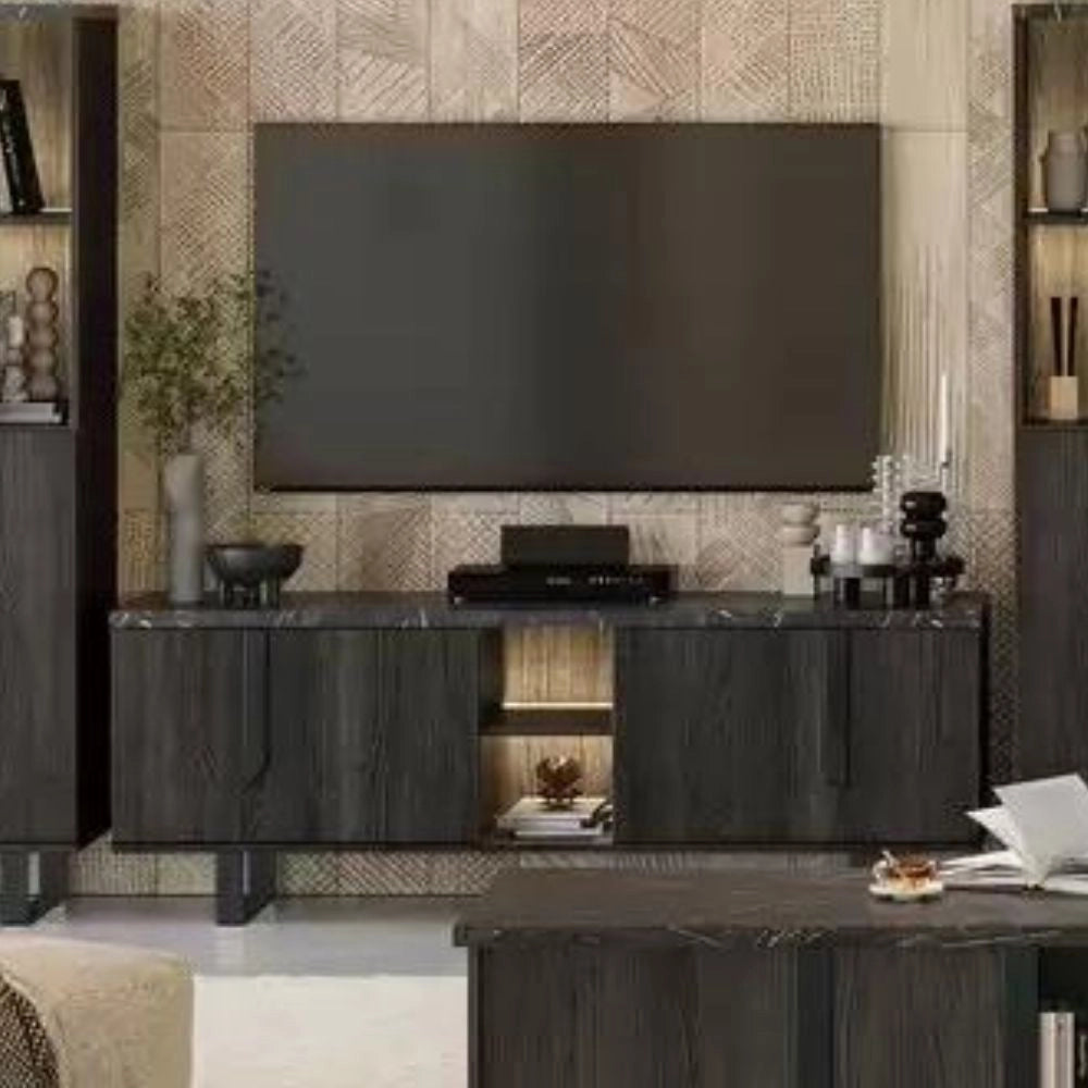 Mobile porta Tv 4 ante Zaira 165x49x60h palissandro nero