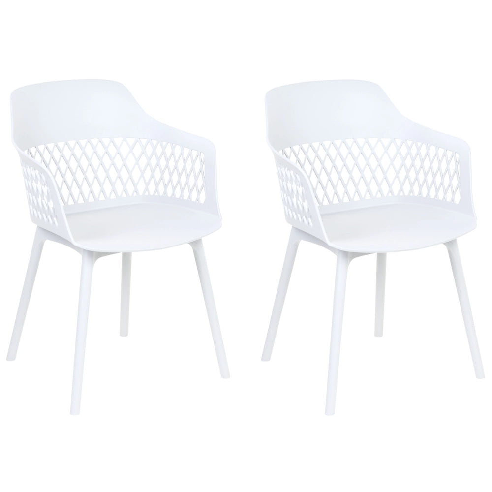 Set di 2 sedie da pranzo in materiale sintetico bianco stile moderno soggiorno cucina