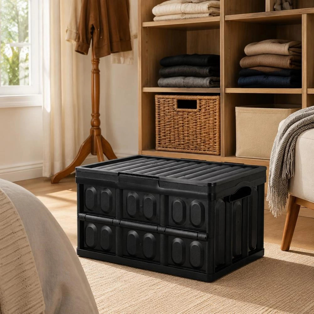 Set Of 3 45L Professional Folding Boxes Made Of PP, Transport Boxes With Lids, Foldable Storage Boxes With Handles, Stackable Crates, Storage Boxes, Folding Boxes, Stackable Boxes For Storage & Transport