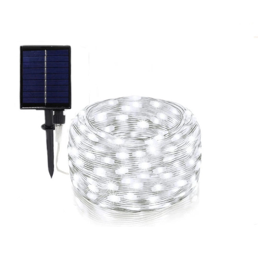 Trade Shop - Striscia Luminosa Led 30 Mt Con Pannello Solare Picchetto Catena Luce Decorazioni Kyp-30 -