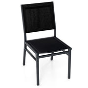Sedia da pranzo leggera per esterni con seduta e schienale traspiranti telaio in alluminio, Sedia da patio Nero-Sedie da esterno