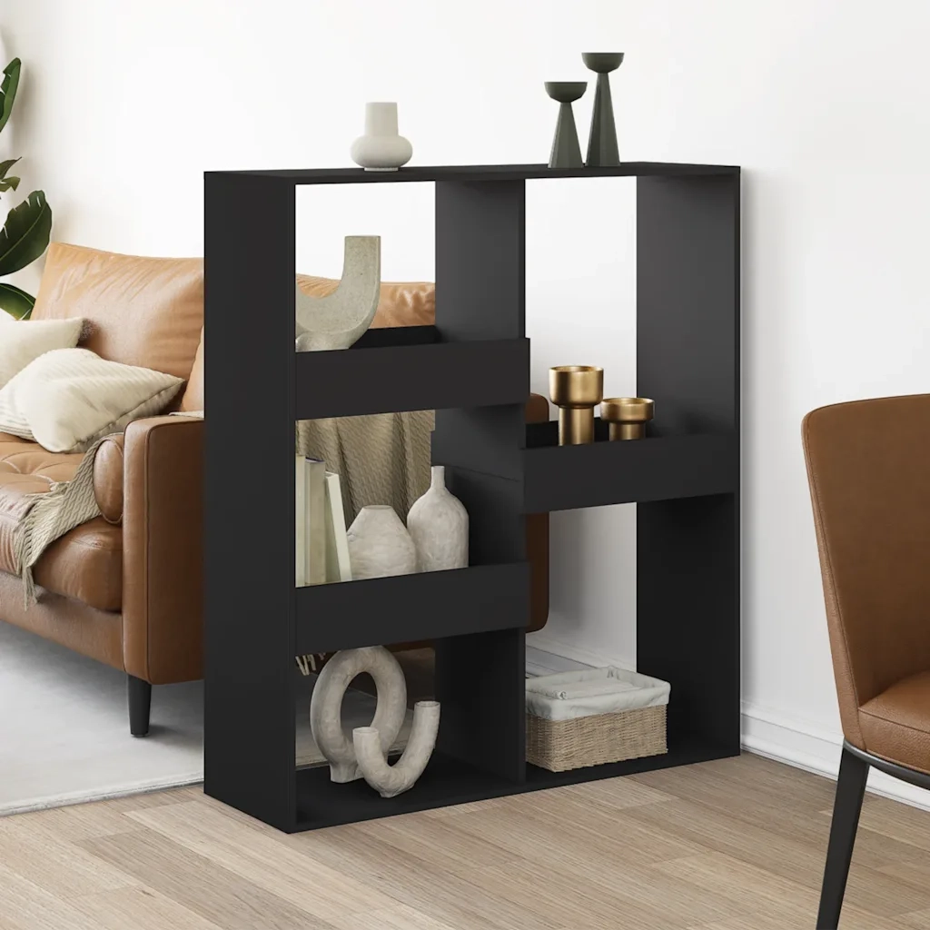 Divisorio Ambienti | Divider per stanze | Paravento Nero 100x33x115 cm in Truciolato