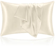Cuscino a doppia faccia in seta - morbido e delicato - chiusura a imbuto - antipulci e ipoallergenico - protegge capelli e pelle dalle rughe - 51x66cm - Beige