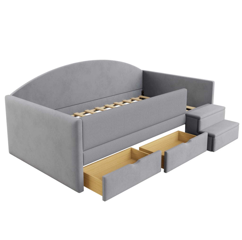 Letto imbottito per bambini 90x190 cm con cassetti